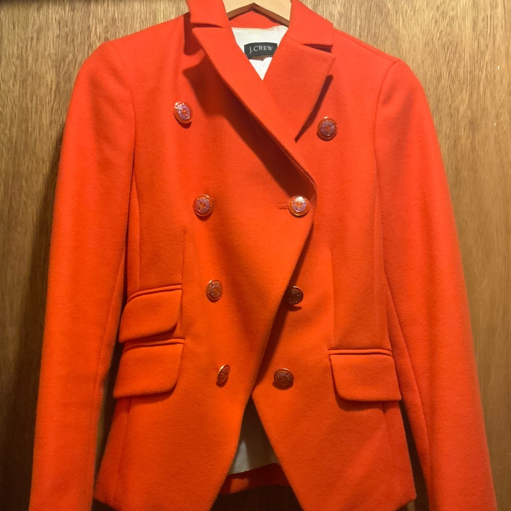 J crew wool oxford orange blazer jacket